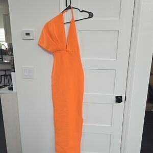CATWALK CONNECTION Elegant Orange One-Shoulder Dress